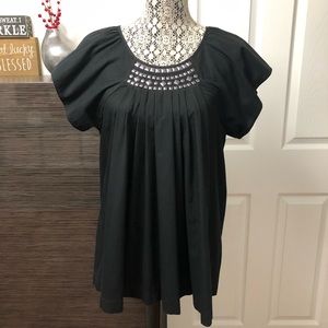 Black Cotton Studded Blouse